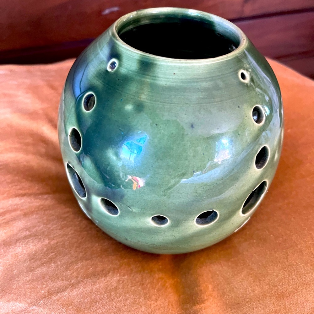 Signed Art pottery luminary green glaze